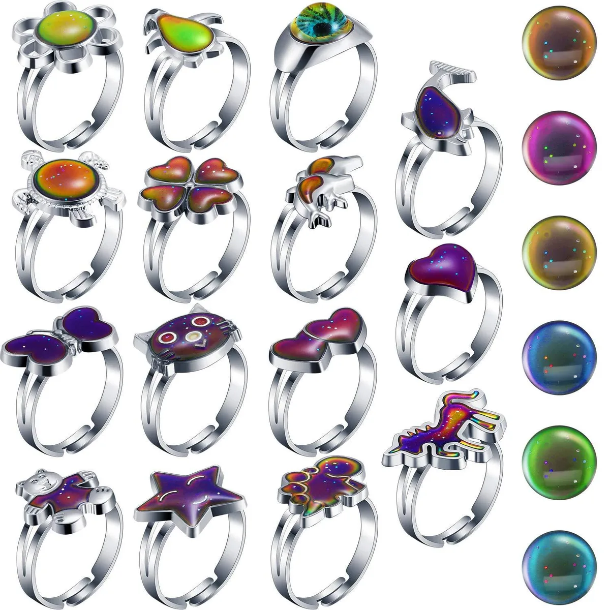 Hicarer Hicarer-Mood Rings-01 15 Piece Animal Mood Ring Set — product photo