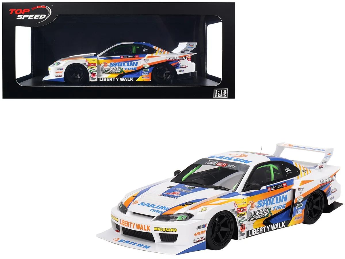 Top Speed Top Speed Nissan LB-Super Silhouette S15 #555 Yukio Fausto Formula Drift Japan 2023 1/18 Hobby Collectible — product photo