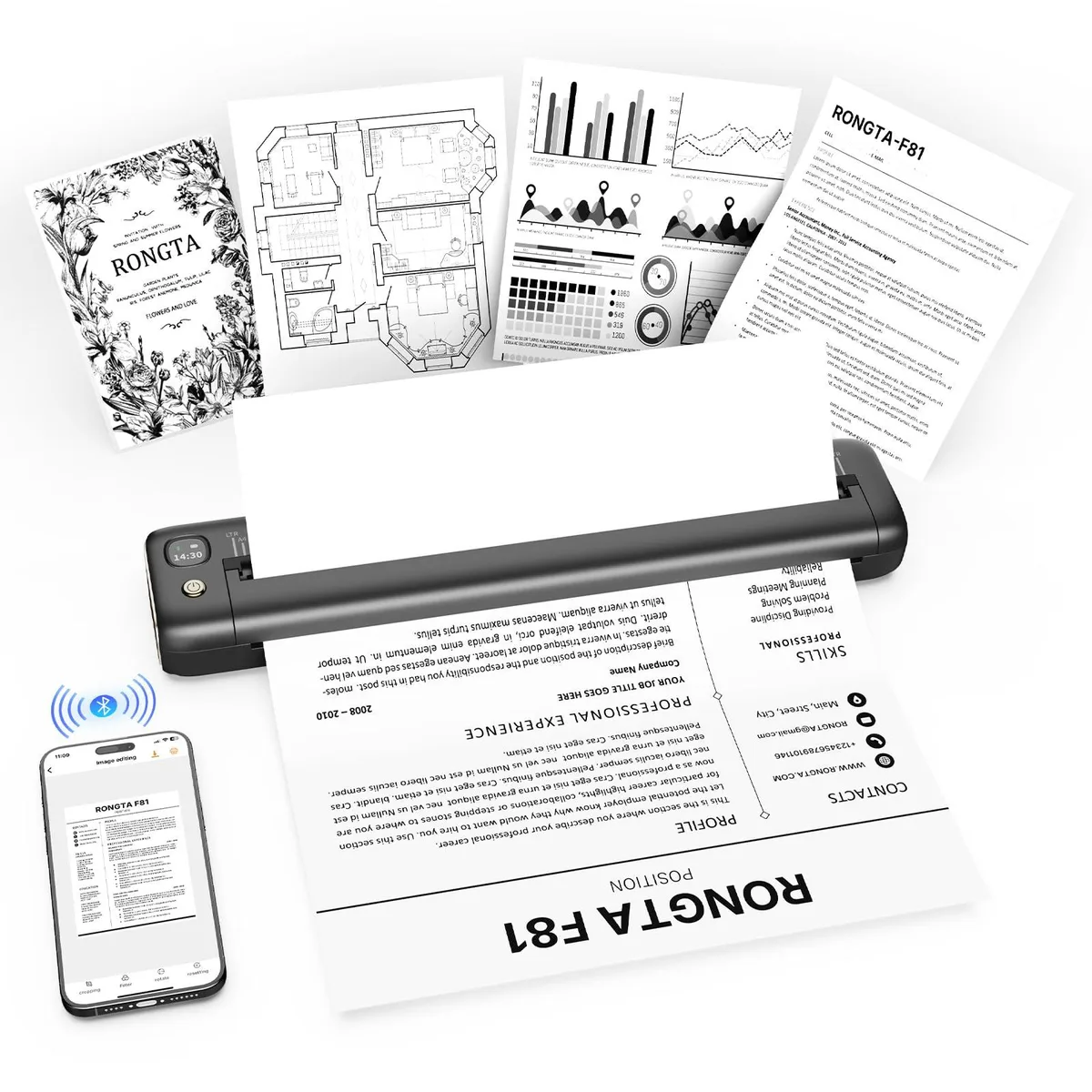 Compact gray thermal receipt printer with rounded edges and a matte finish