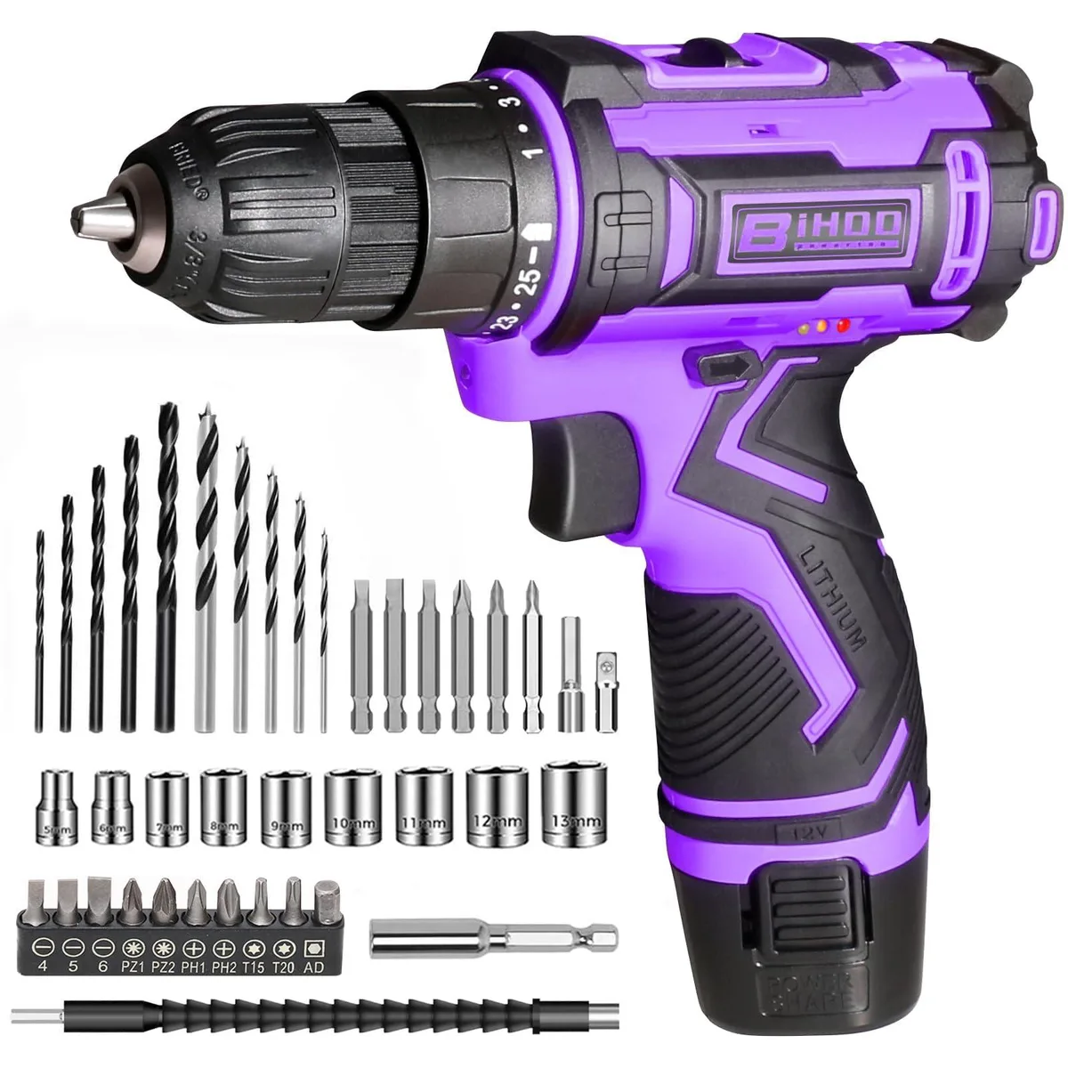 BIHOO CD-P-12V 12V Power Drill 25+1 Torque 2-Speed 2000mAh Kit — product photo