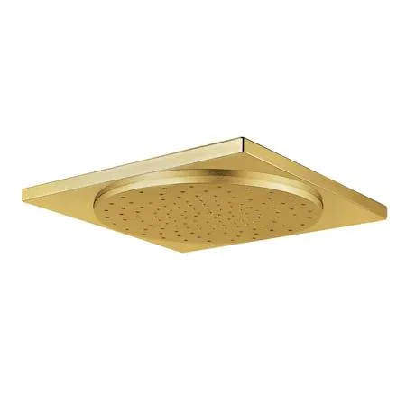Square 12-inch shower head in brushed brass finish