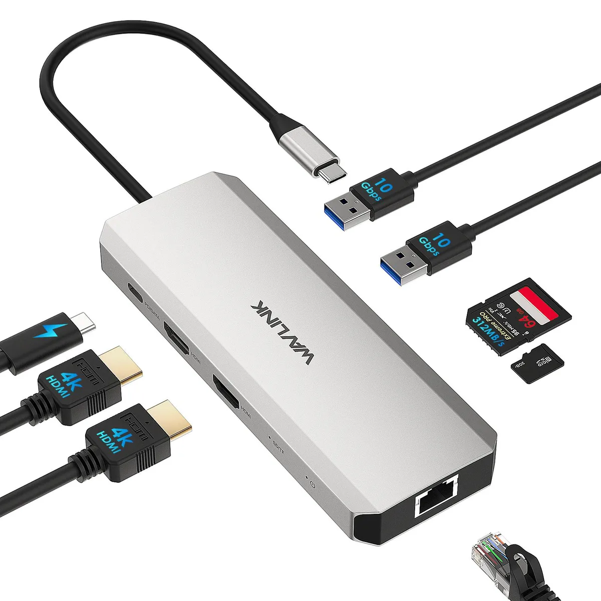 Wavlink Wavlink WL-UMD327 docking station dual 4K 125W PD 2.5G Ethernet — product photo