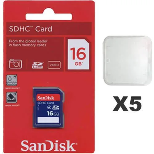 SanDisk SanDisk 16 GB SDHC Class 4 memory card 5 pack SDSDB-016G-B35 — product photo