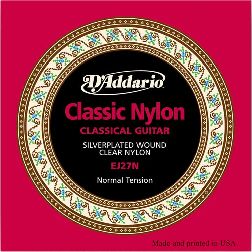 Packaged set of classical nylon guitar strings