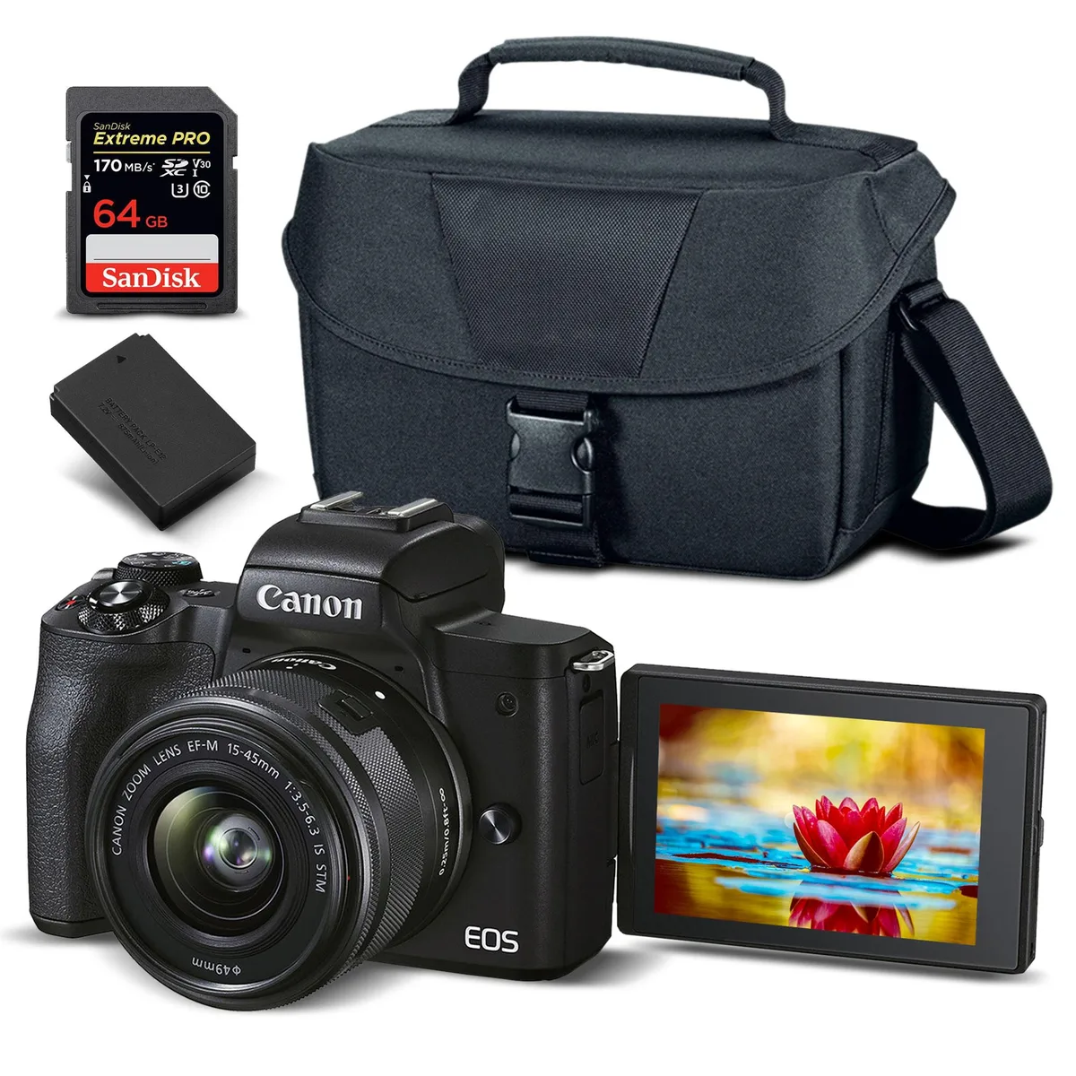 Canon Canon EOS M50 Mark II 15-45mm Lens Bundle 64GB Card — product photo
