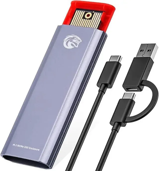 KingSpec KingSpec M.2 NVMe SSD Enclosure USB 3.1 Gen 2 10Gbps 2230-2280 Silver Grey — product photo
