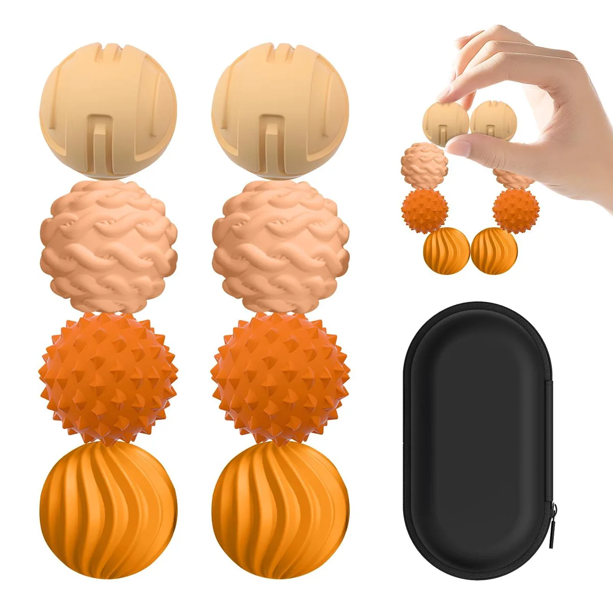  8Pcs Silicone Magnetic Fidget Toys Sensory Balls 8-Piece Set Orange — product photo