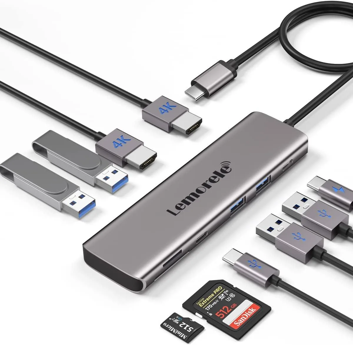 myVolts myVolts 10-in-1 USB C Docking Station Dual HDMI 4K 30Hz 100W PD — product photo