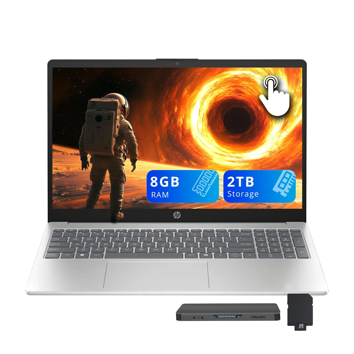 HP HP 15.6" FHD Touch Business Laptop Ryzen 5 7520U 8GB 1TB SSD Silver — product photo