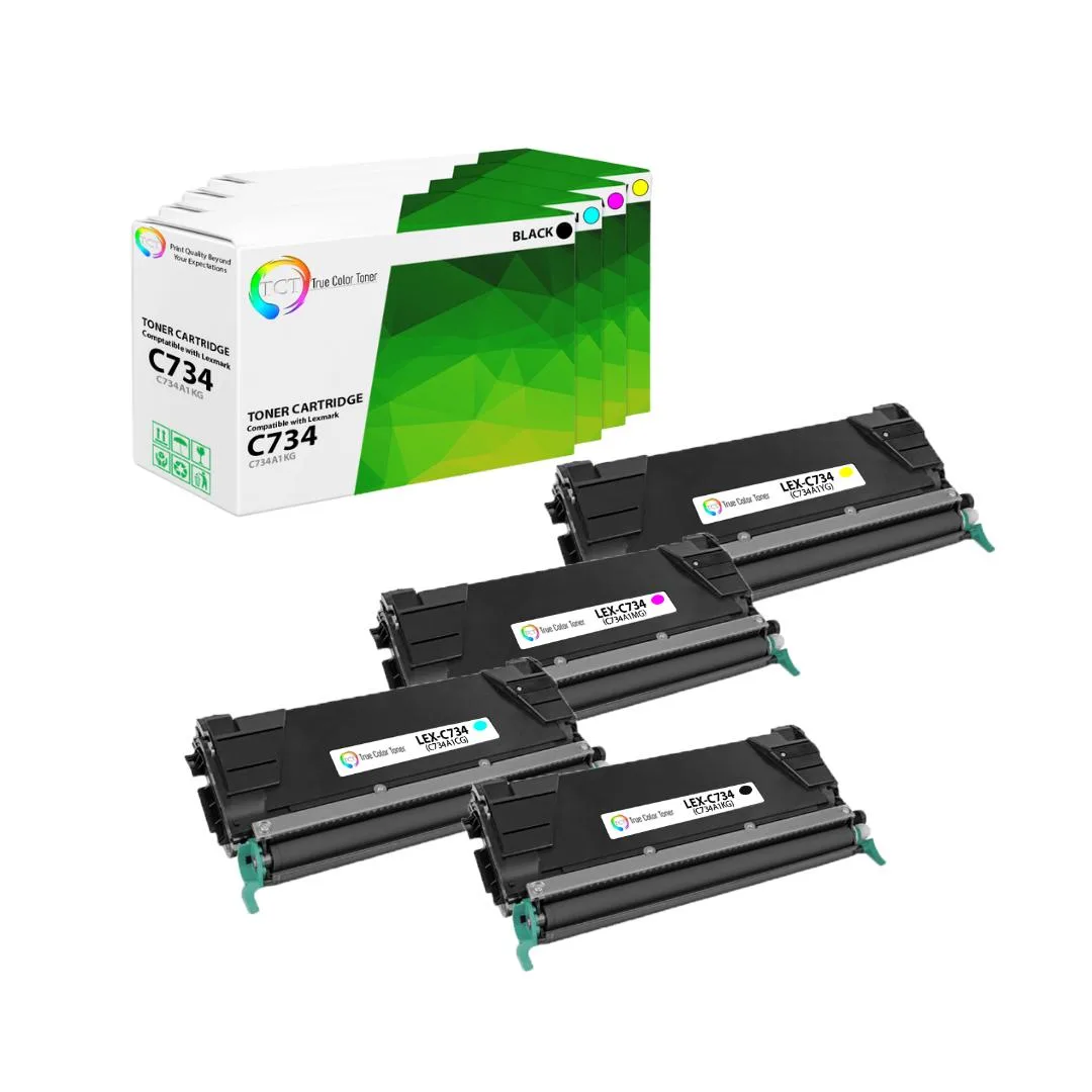 True Color Toner True Color Toner 4-pack toner cartridge C734A1KG C734A1CG C734A1MG C734A1YG for Lexmark 734 736 738 — product photo