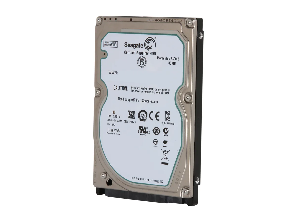 Seagate Seagate Momentus 5400.6 ST980313AS 80GB 5400 RPM 8MB Cache SATA 3.0Gb/s 2.5" laptop hard drive — product photo