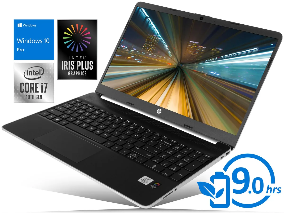HP HP 15 laptop, 15.6" HD touch, Core i7-1065G7, 8GB DDR4, 256GB NVMe, Windows 10 Pro — product photo