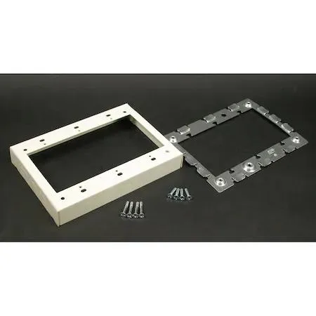Ivory steel three-gang extension adapter for flush raceway boxes
