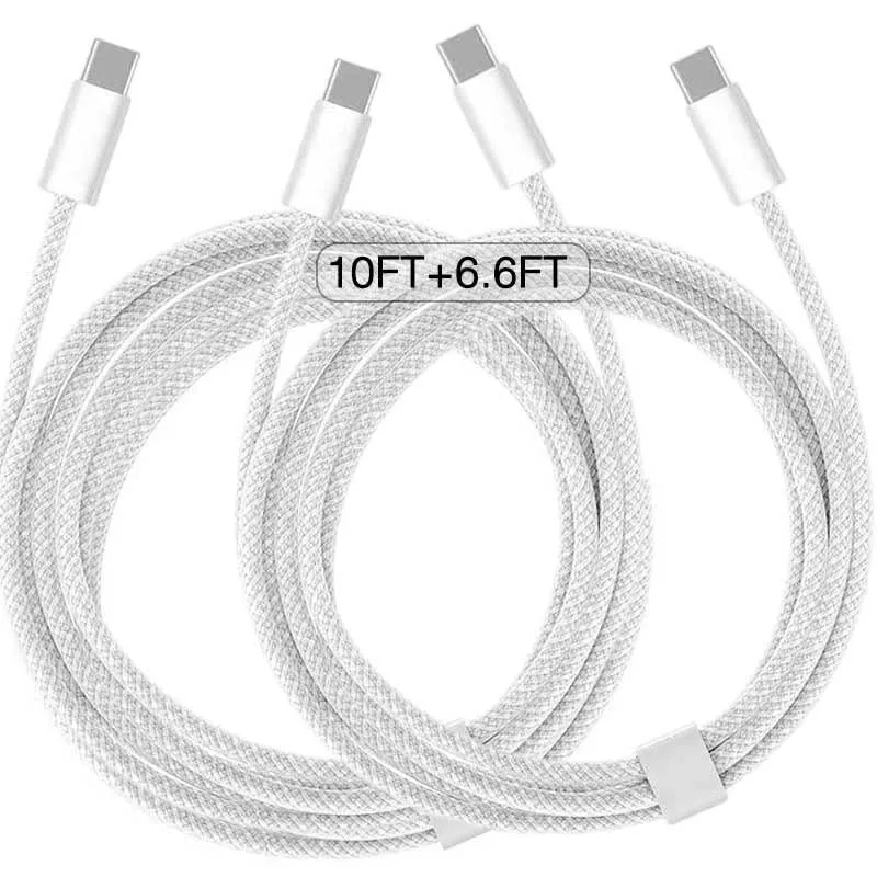 KEHIPI KEHIPI USB-C to USB-C cable 6.6/10 ft white nylon 60W 480Mbps — product photo