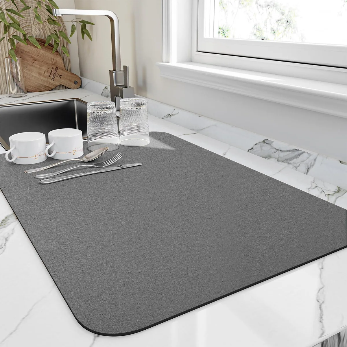  Dish Drying Mat 16"x20" Dark Grey — product photo