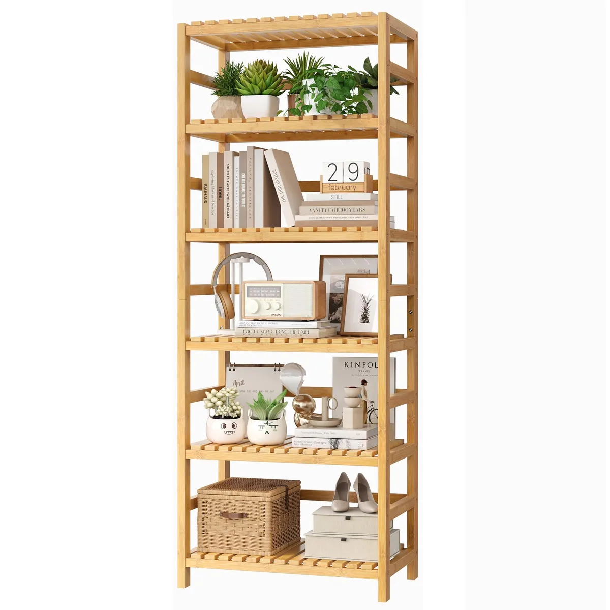 FOTOSOK 6-Tier Bamboo Shelf Dark 60x26x161cm — product photo