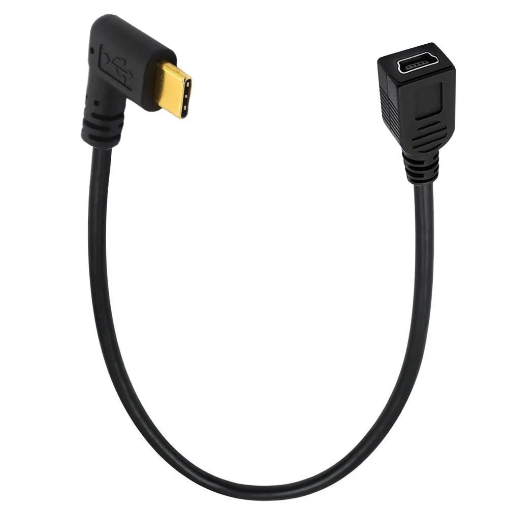 TeKit TeKit USB 3.1 Type C Male to Mini USB Female 90 Degree Angle Cable 10 in 25 cm — product photo