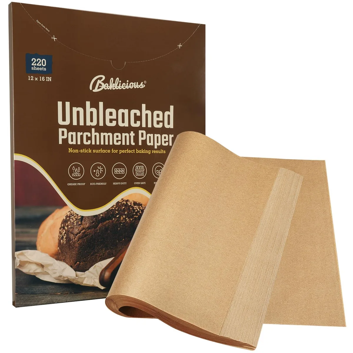Stack of 220 unbleached parchment sheets 12 by 16 inches