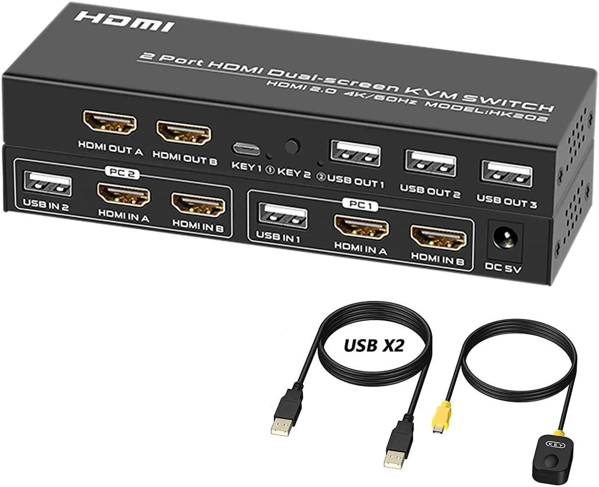 Vszerda Vszerda Dual Monitor HDMI KVM Switch 2 Port 4K 60Hz — product photo