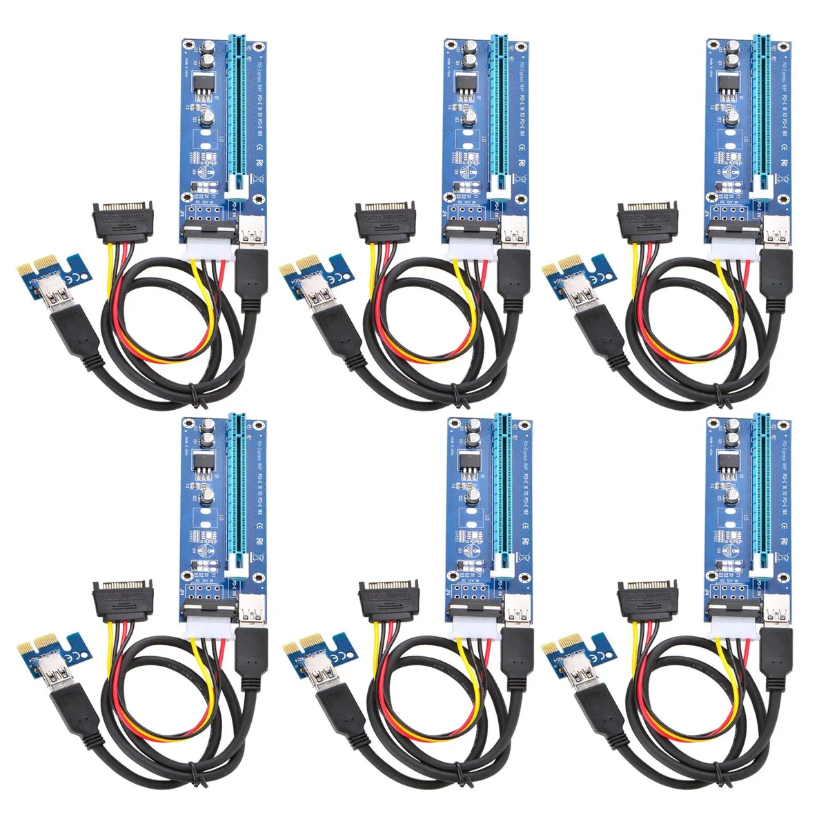 BUCIER BUCIER PCIe 16x to 1x powered riser adapter card 6-pack 4-pin — product photo
