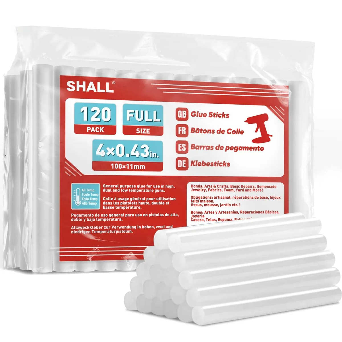  SHALL SH124003EU Glue Sticks 0.43" x 4" 120-pack — product photo