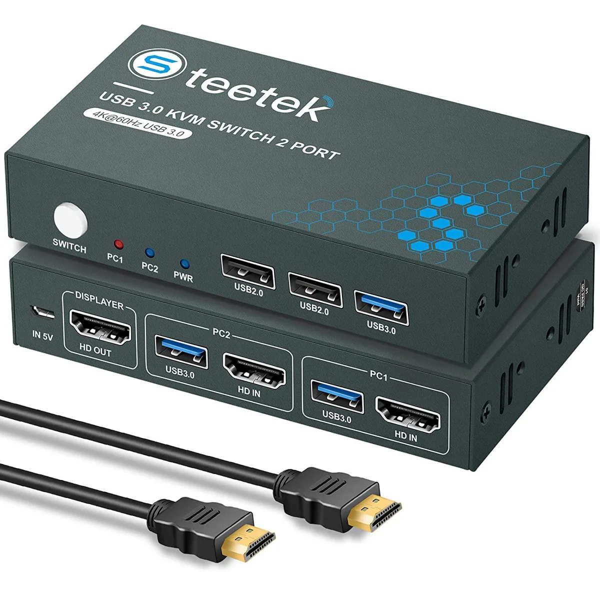 FOCUSTEC FOCUSTEC 2 Port HDMI USB 3.0 KVM Switch 4K@60Hz — product photo