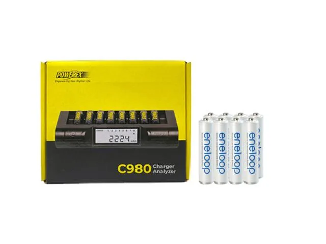 Panasonic Panasonic C980 charger with 8 AAA Eneloop 800 mAh batteries — product photo
