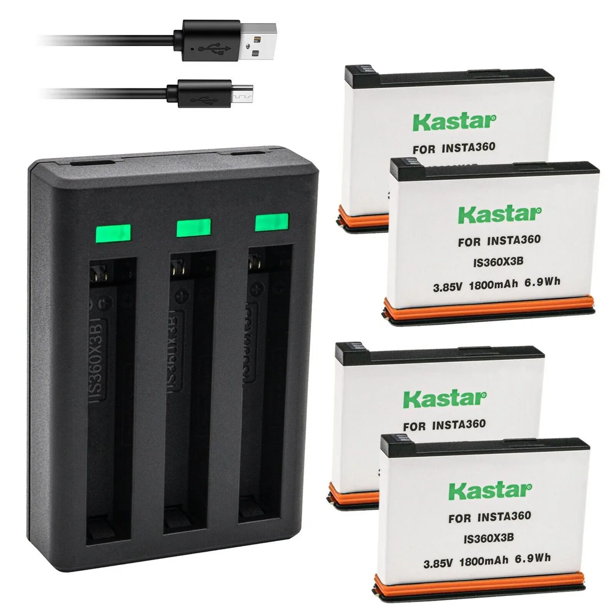 Kastar Kastar IS360X2B 4-Pack Battery and Triple USB Charger for Insta360 X3 — product photo