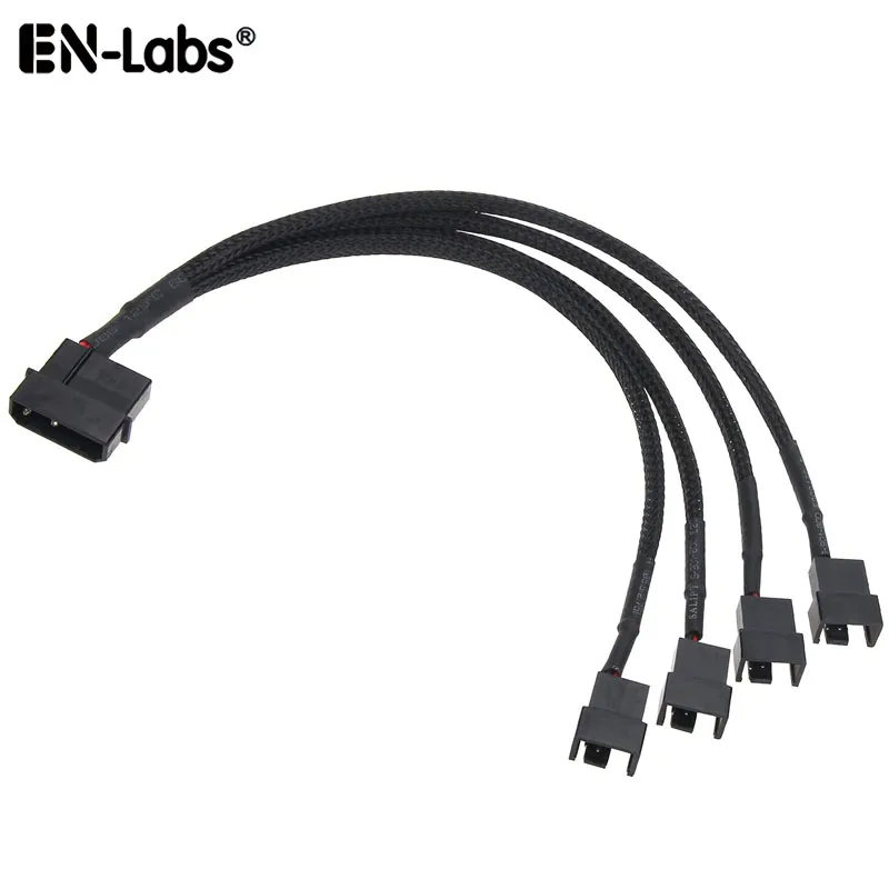 EN-Labs EN-Labs Molex to 4x TX3/TX4 Fan Splitter Cable 10in Black — product photo