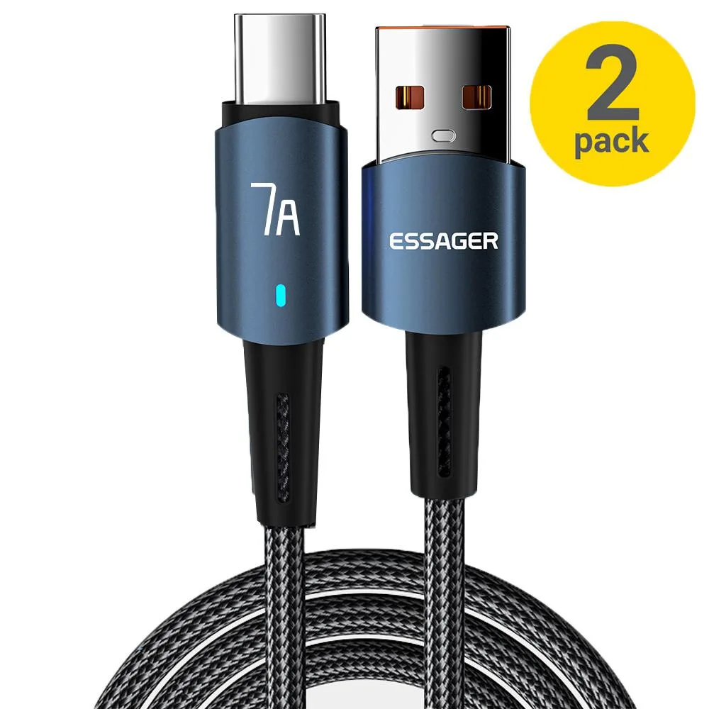 LUOM LUOM Essager CGA7A USB A to USB C Cable 80W 7A 480Mbps 6.6ft Blue — product photo