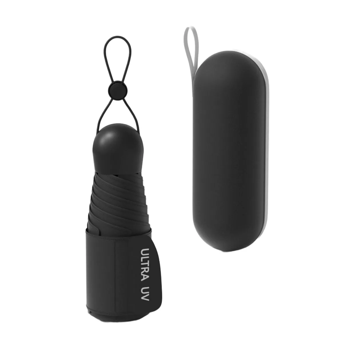  Ponviora Compact Manual Umbrella Black UPF 50+ 6.9in — product photo