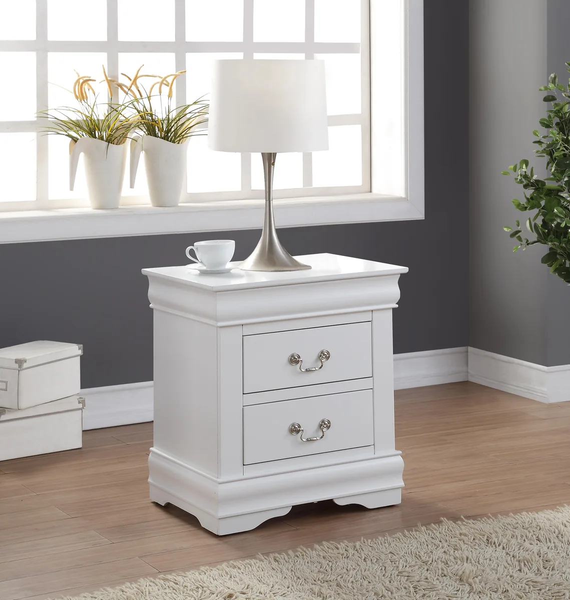 tuphen tuphen Louis Philippe White Nightstand 14x13x5 11x12x4 — product photo