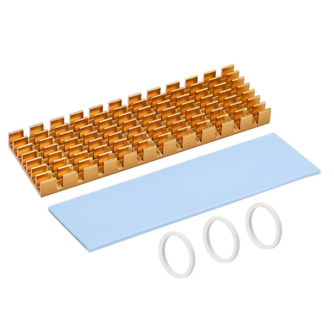 Unique-Bargains Unique-Bargains M.2 Heatsink Kit 70x22x6mm Slotted Gold Tone with Thermal Pads — product photo