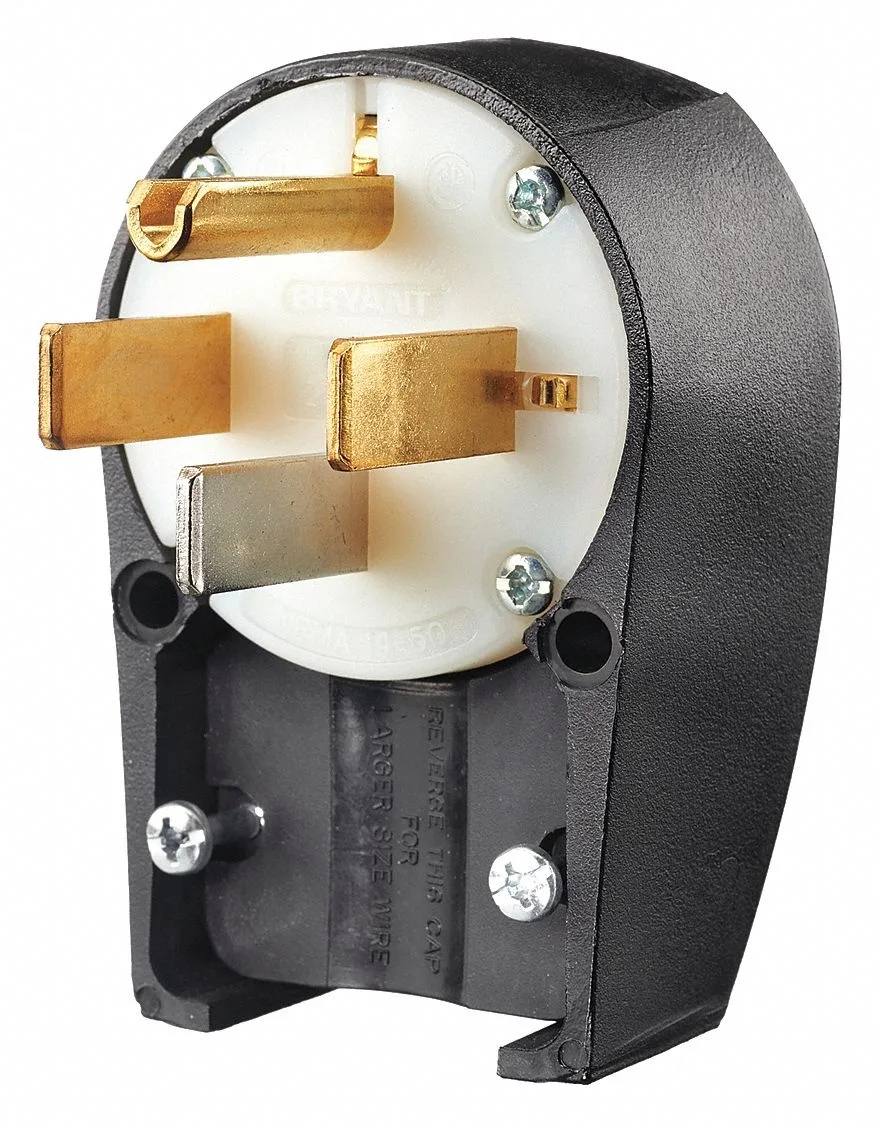Bryant Bryant 9452ANPB 4 Wire Angle Straight Blade Plug 125/250VAC 50A electrical box — product photo