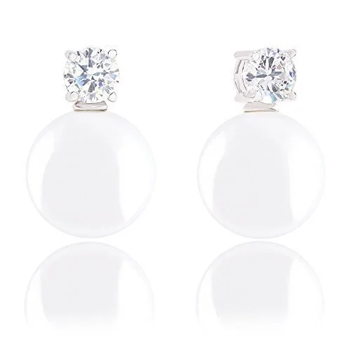 ORROUS &amp; CO ORROUS &amp; CO 18k Gold Plated Shell Pearl Cubic Zirconia Earrings 14.0-14.5mm 1.45ct — product photo