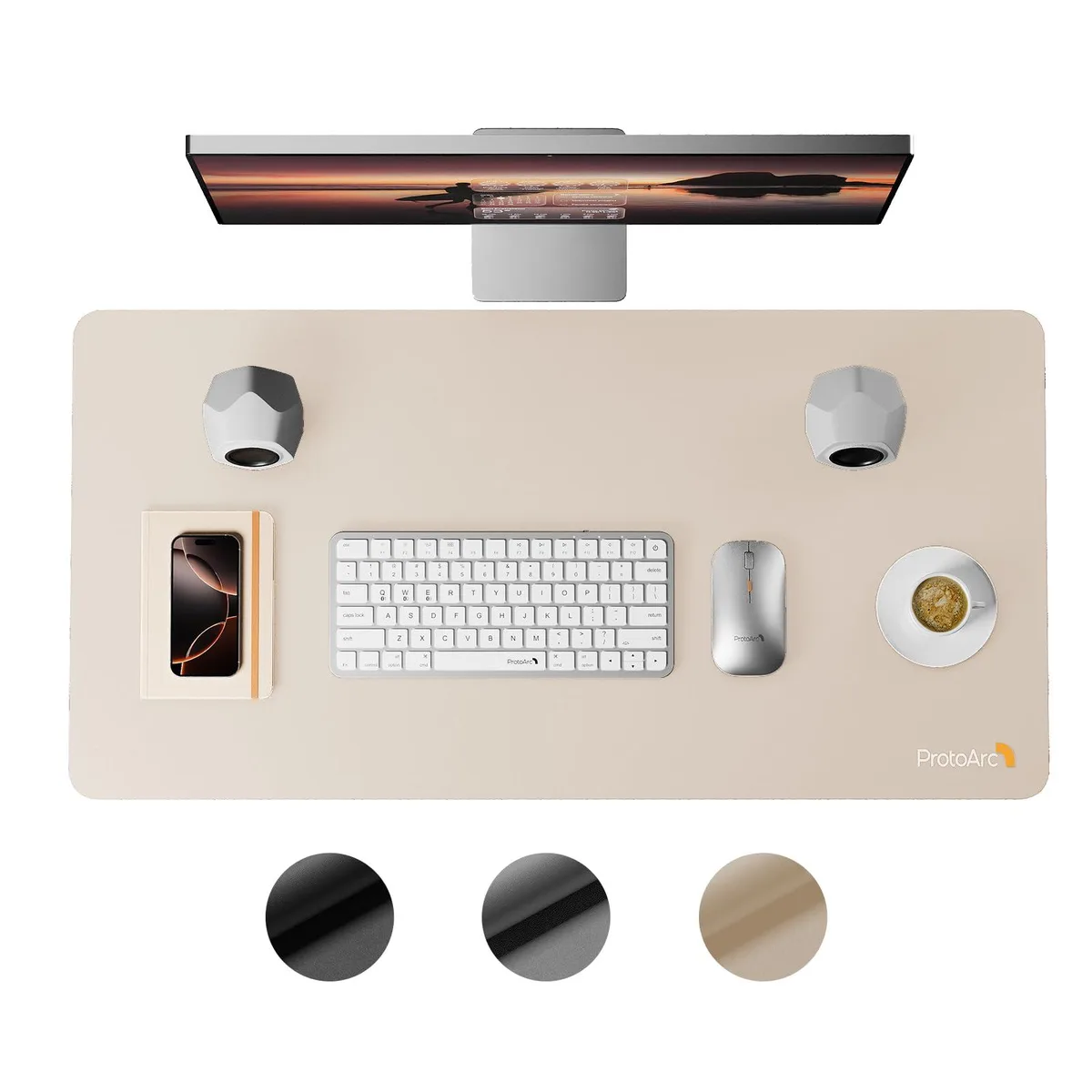 Keychron MP10 Leather Desk Mat Milk Tea 31.5×15.8 inch — product photo
