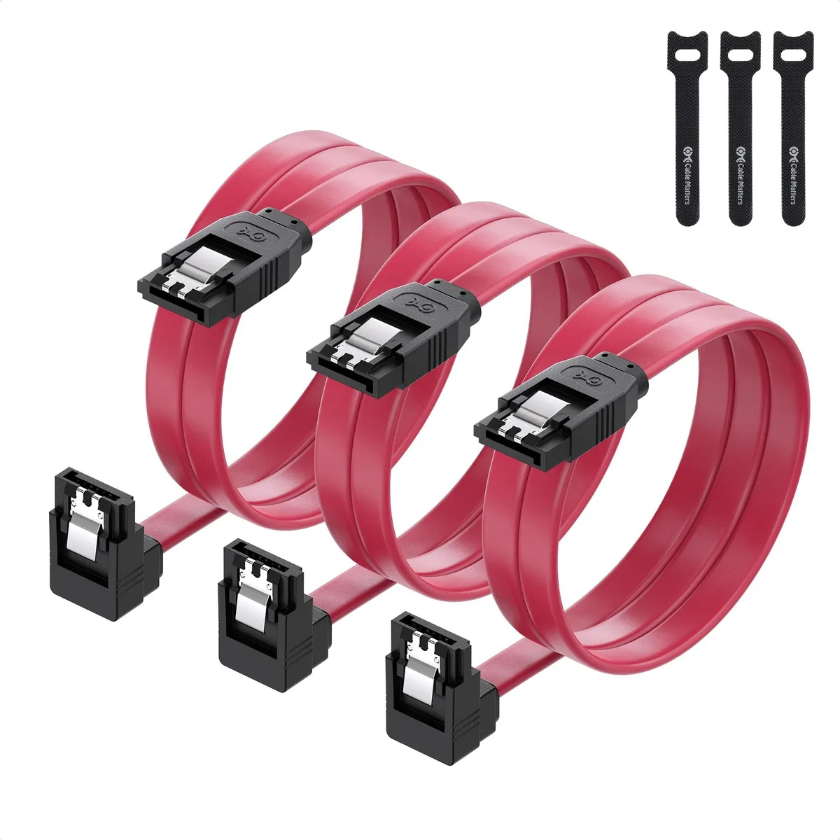  Cable Matters 104008-24x3 SATA III 6Gbps 90 Degree Cable Red 24in 3-Pack — product photo