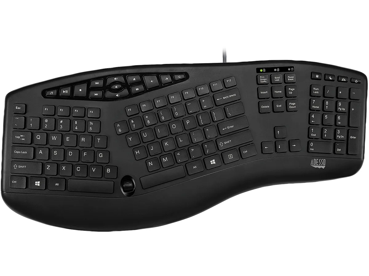 Adesso Adesso AKB-160UB Ergonomic Keyboard Black USB RF Wireless — product photo