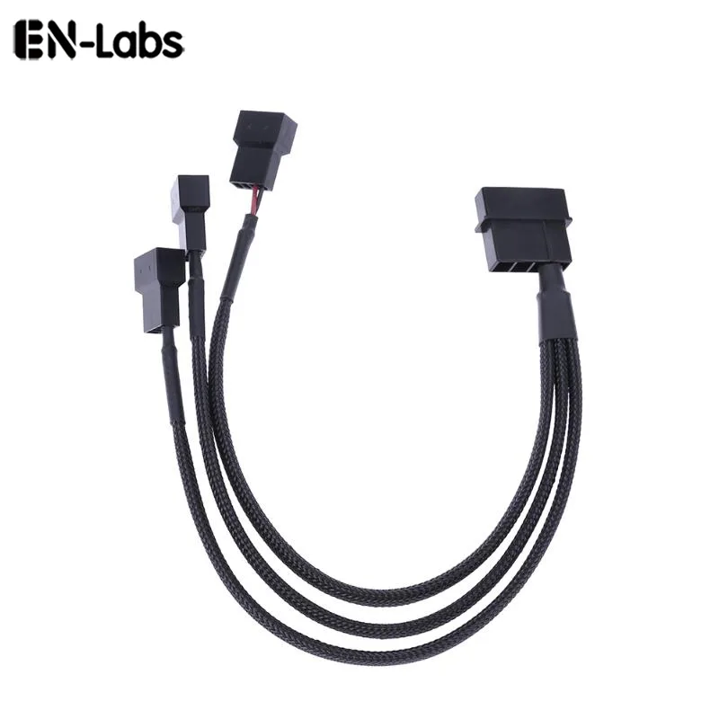 EN-Labs EN-Labs LP423TX425CM Molex to 3×4-pin fan power splitter cable 10 in black sleeved — product photo