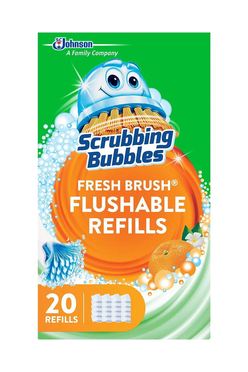 White flushable toilet cleaning refill pads, pack of 20