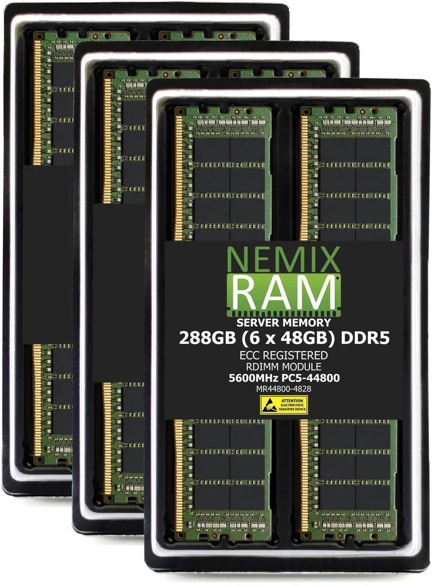 NEMIX RAM NEMIX RAM 288GB (6 x 48GB) DDR5 5600MHz ECC RDIMM server RAM — product photo