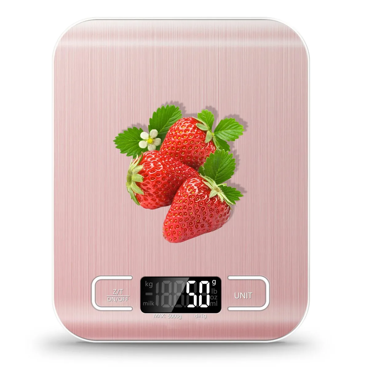 Yellow digital kitchen scale with LCD display and stainless steel platform