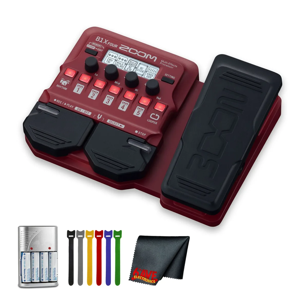 Zoom Zoom B1X Four Bass Multi-Effects Pedal with Charger and Straps — product photo