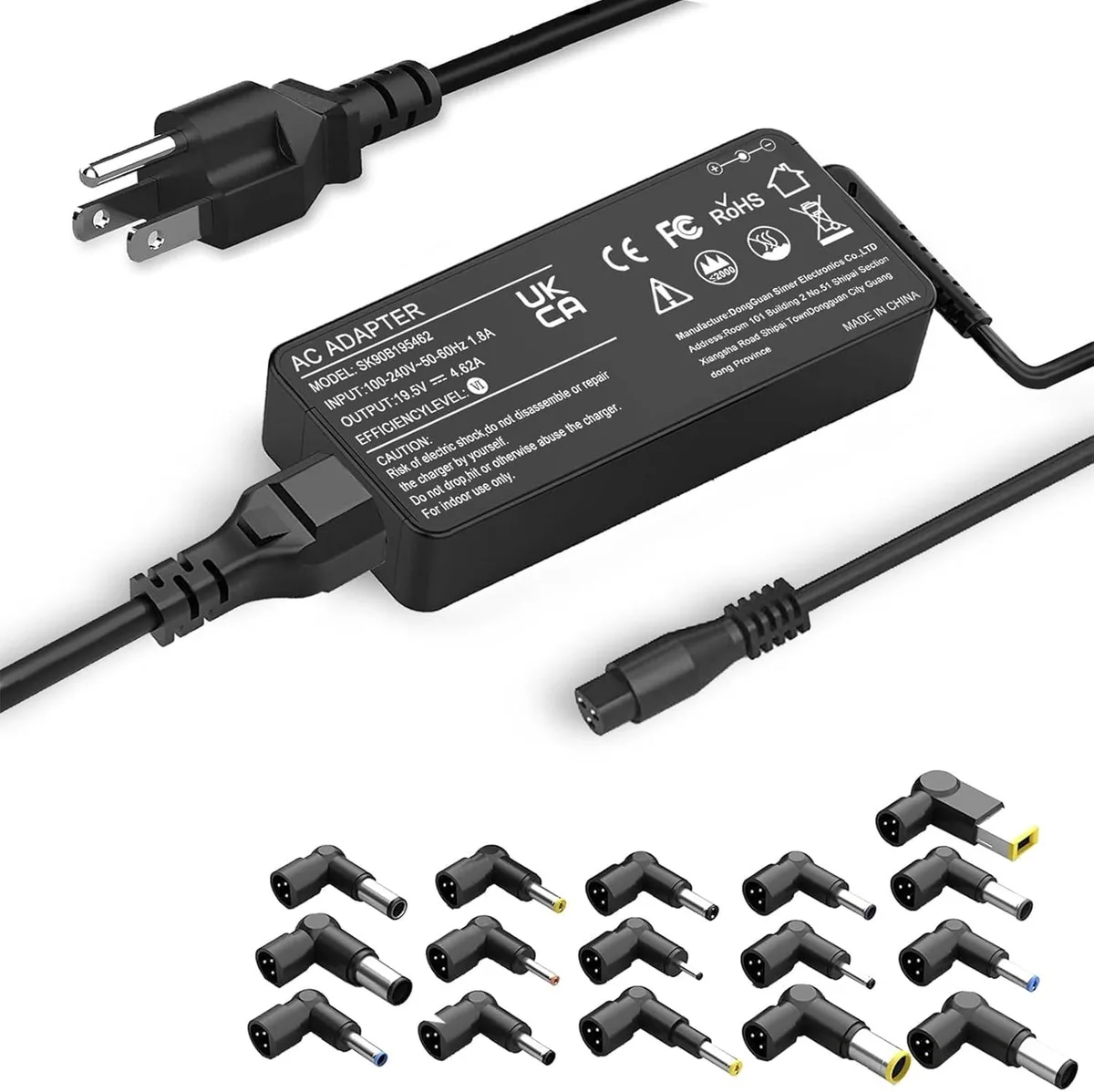  90W Universal Laptop Charger 16 Tips 85W Output — product photo