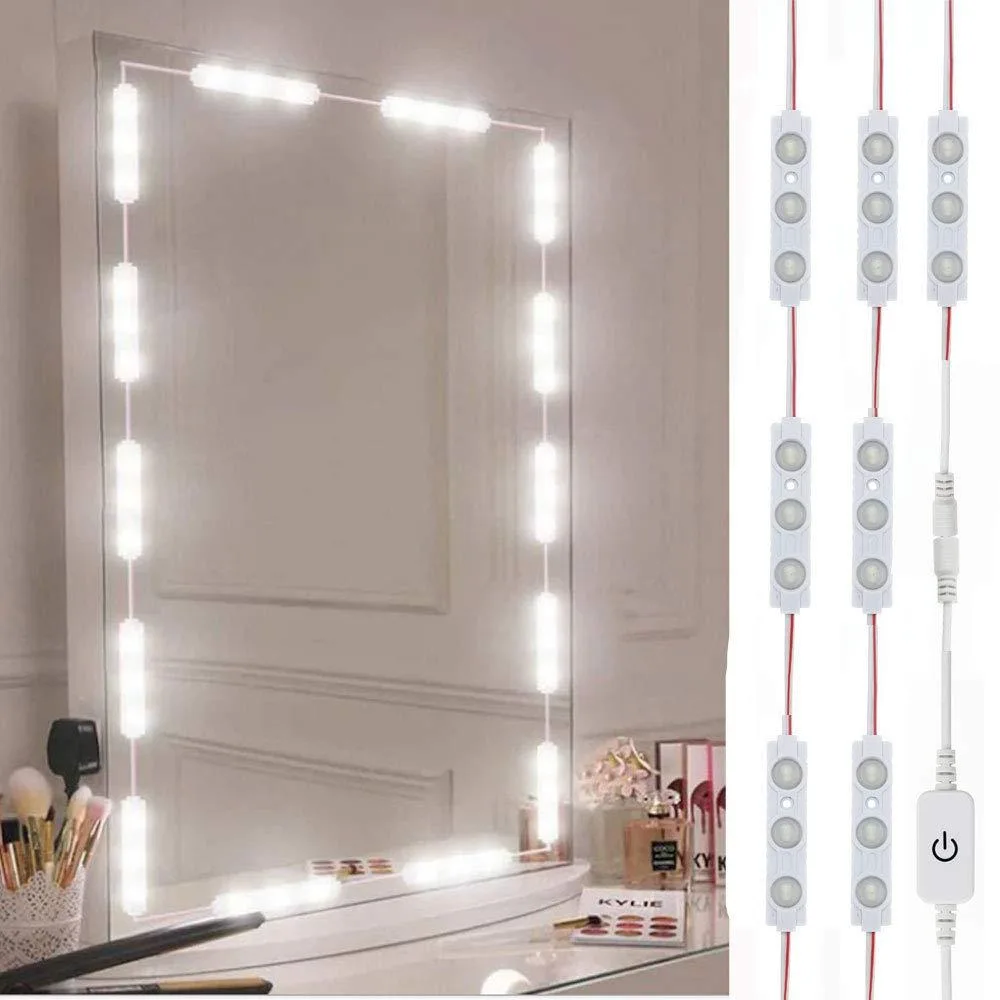 White LED vanity light strip with touch dimmer control