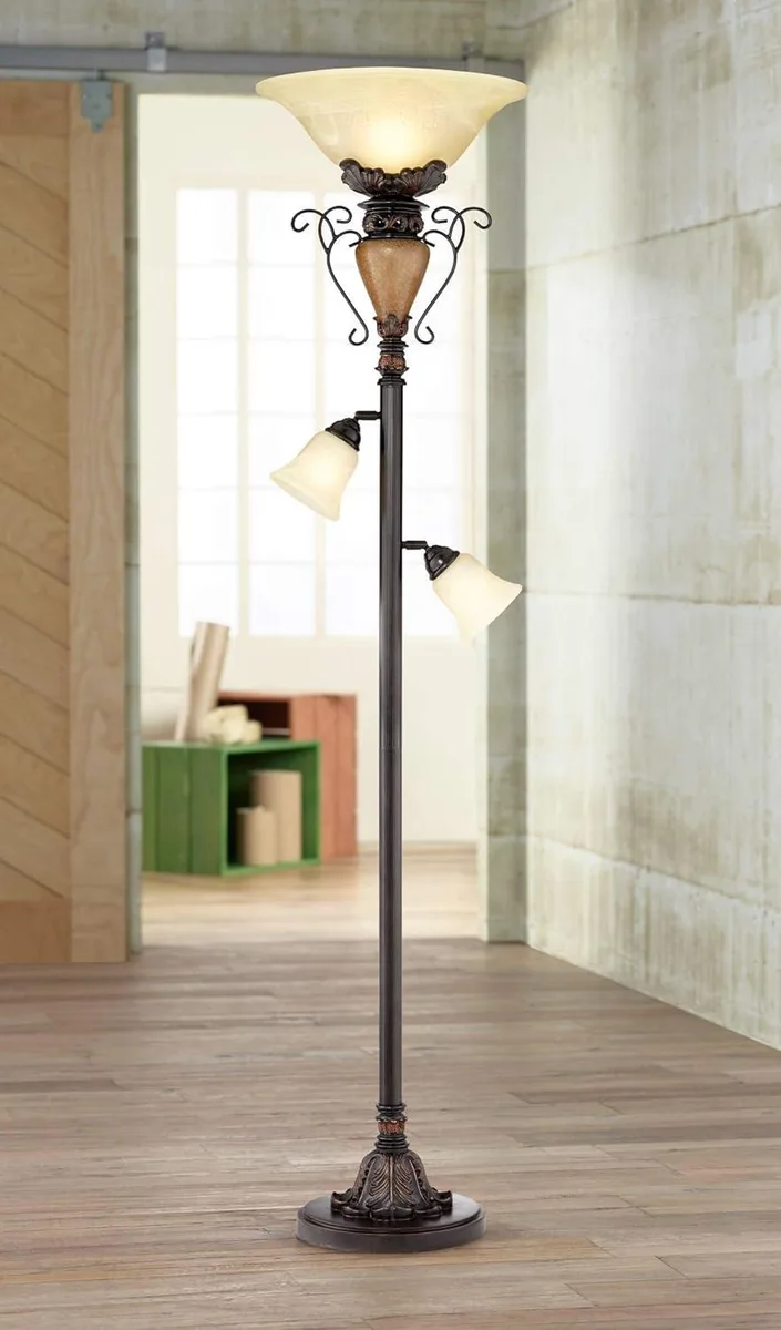 TUKO TUKO Regency Hill Torchiere Floor Lamp 72" Antique Bronze — product photo