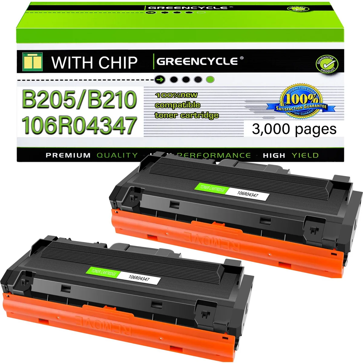 GREENCYCLE GREENCYCLE XE-B205 Black Toner Cartridge 2 Pack 3000 Pages — product photo