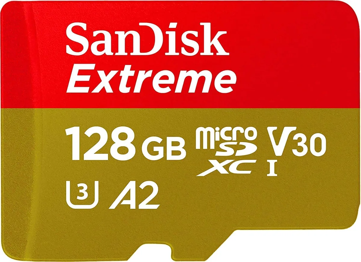 SanDisk SanDisk Extreme microSDXC 128GB 160MB/s 90MB/s Class 10 U3 V30 A2 — product photo
