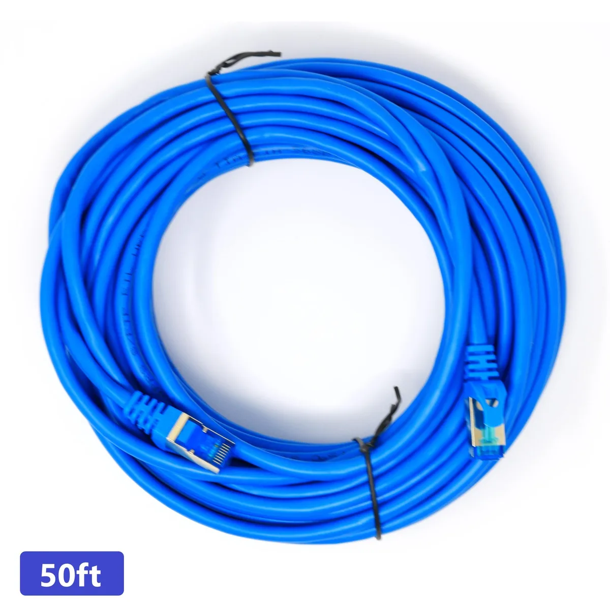 QualGear QualGear QG-CAT7R-1FT-BLK Cat 7 Ethernet Patch Cable 50 ft Blue Round Shielded — product photo