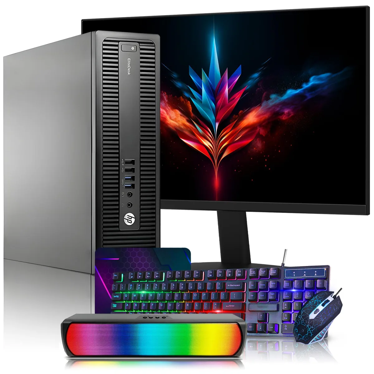 HP HP EliteDesk 800 G2 desktop PC i5-6500 8GB DDR4 1TB SSD 24-inch monitor — product photo